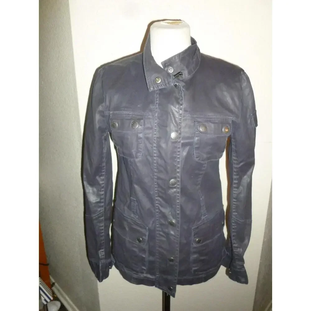 Sperry Top Sider Waxed Look rare Navy Coat Jacket Windbreaker Womens S Small - Picture 3 of 9